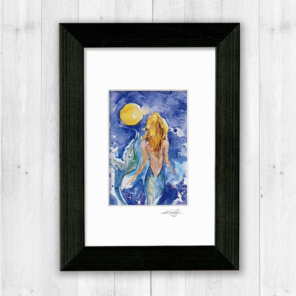 Mermaid Print in Mat from original painting by Kathy Morton Stanion - Moon Wish - Picture 4 of 4